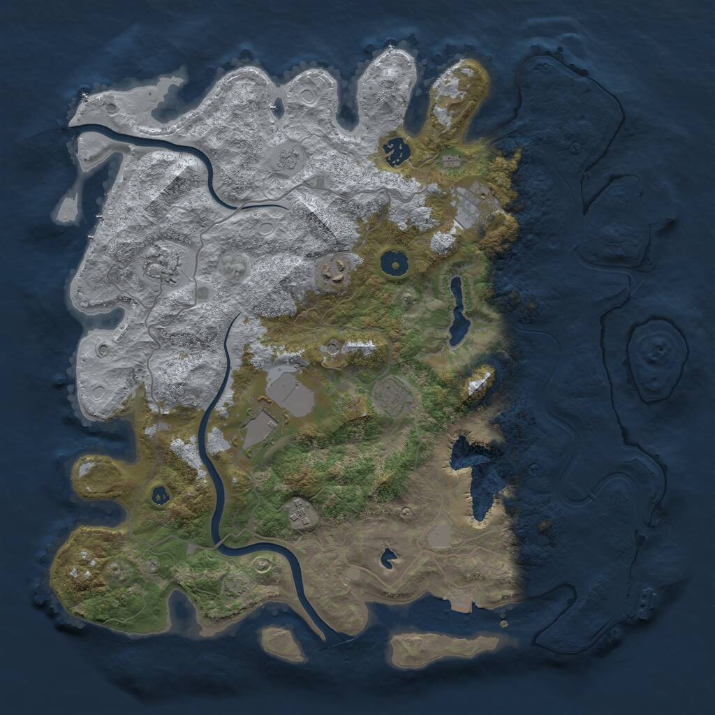 Rust Map: Procedural Map, Size: 4000, Seed: 6482, 13 Monuments