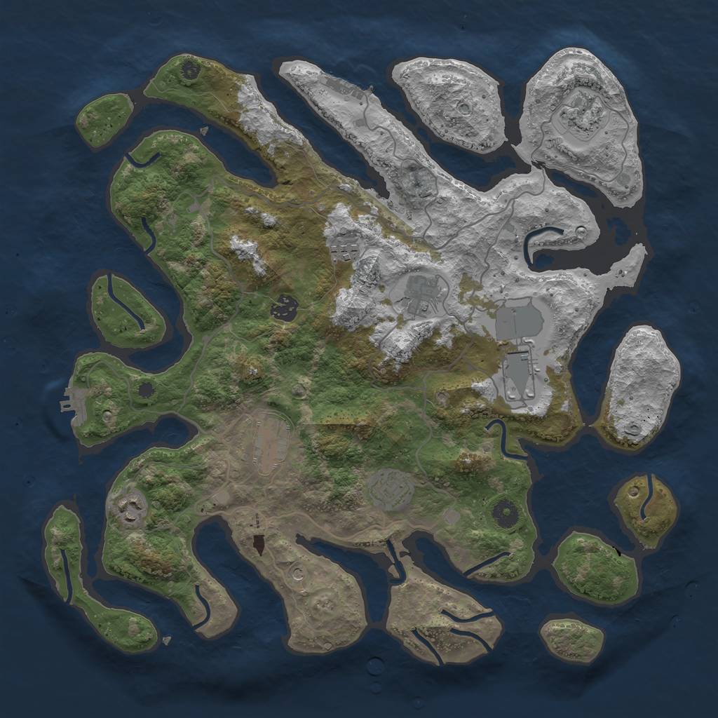 Rust Map: Procedural Map, Size: 4000, Seed: 249277606, 13 Monuments