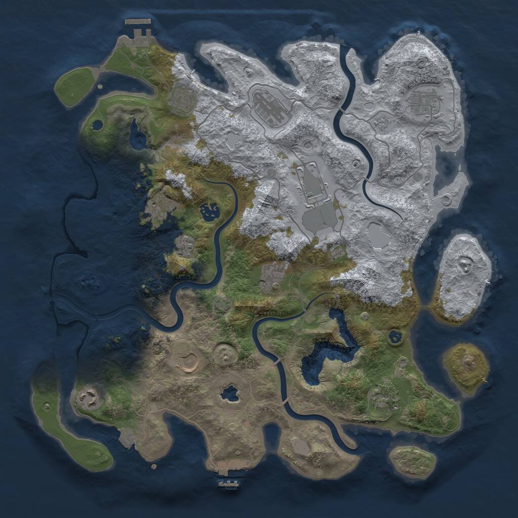 Rust Map: Procedural Map, Size: 4000, Seed: 249277606, 17 Monuments