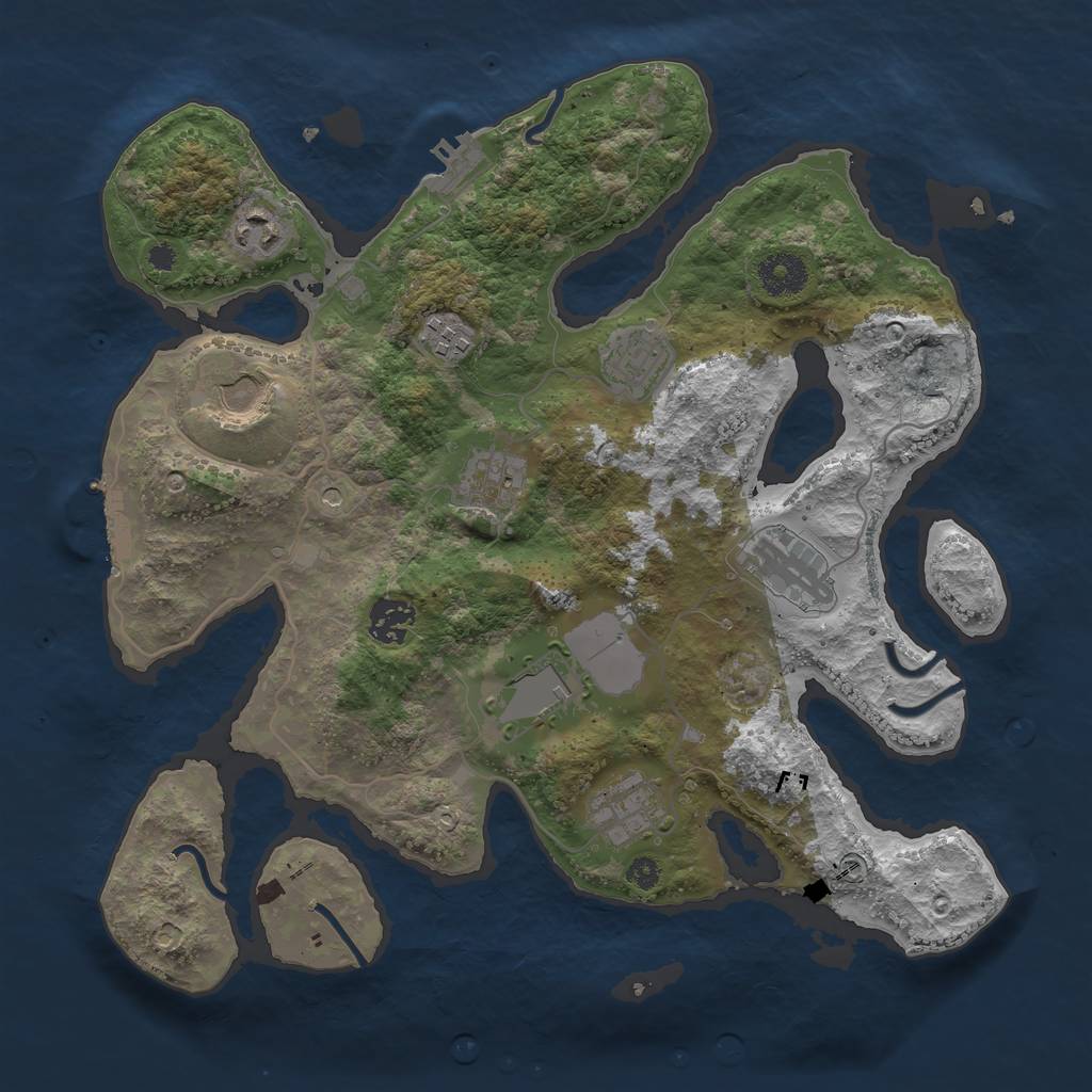 Rust Map: Procedural Map, Size: 3500, Seed: 454473880, 14 Monuments