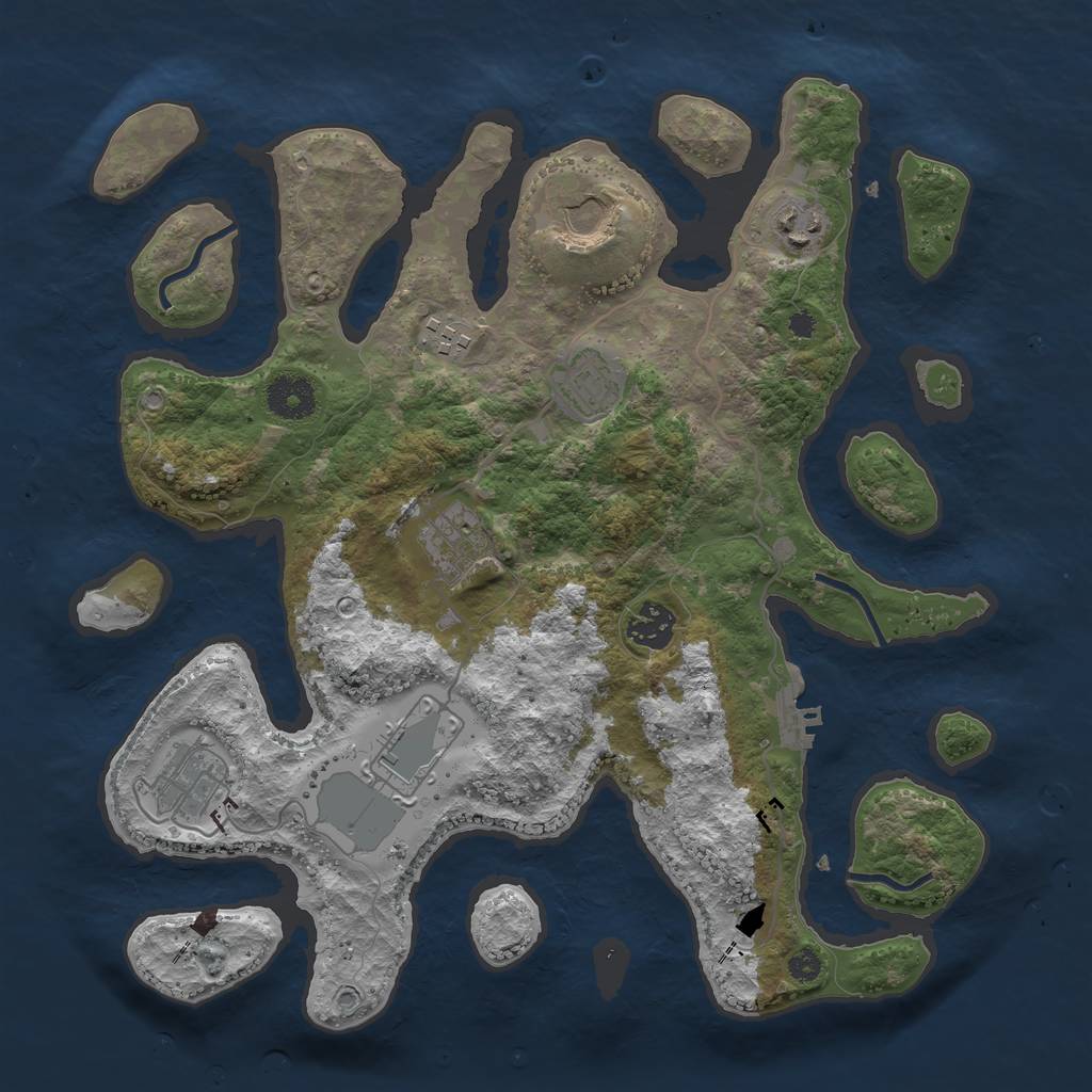 Rust Map: Procedural Map, Size: 3500, Seed: 659462, 12 Monuments