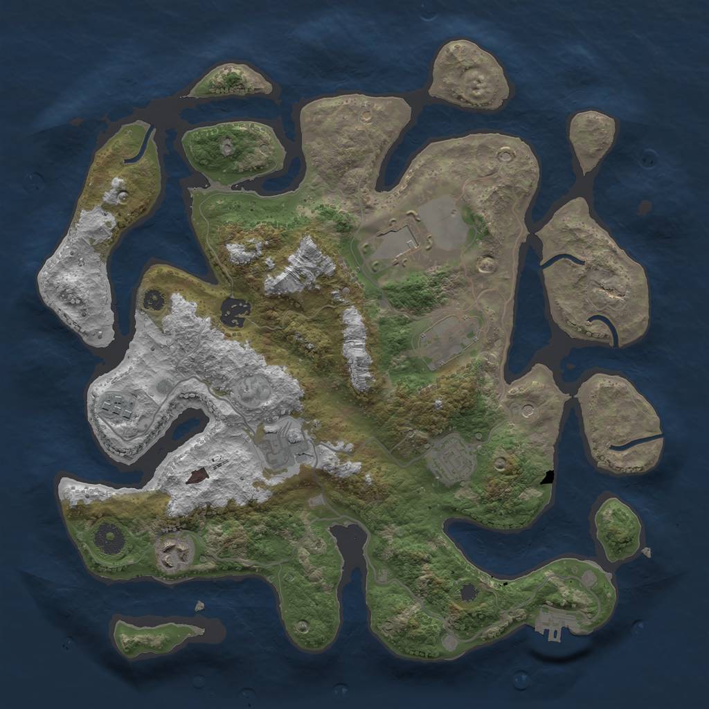 Rust Map: Procedural Map, Size: 3500, Seed: 974776, 11 Monuments