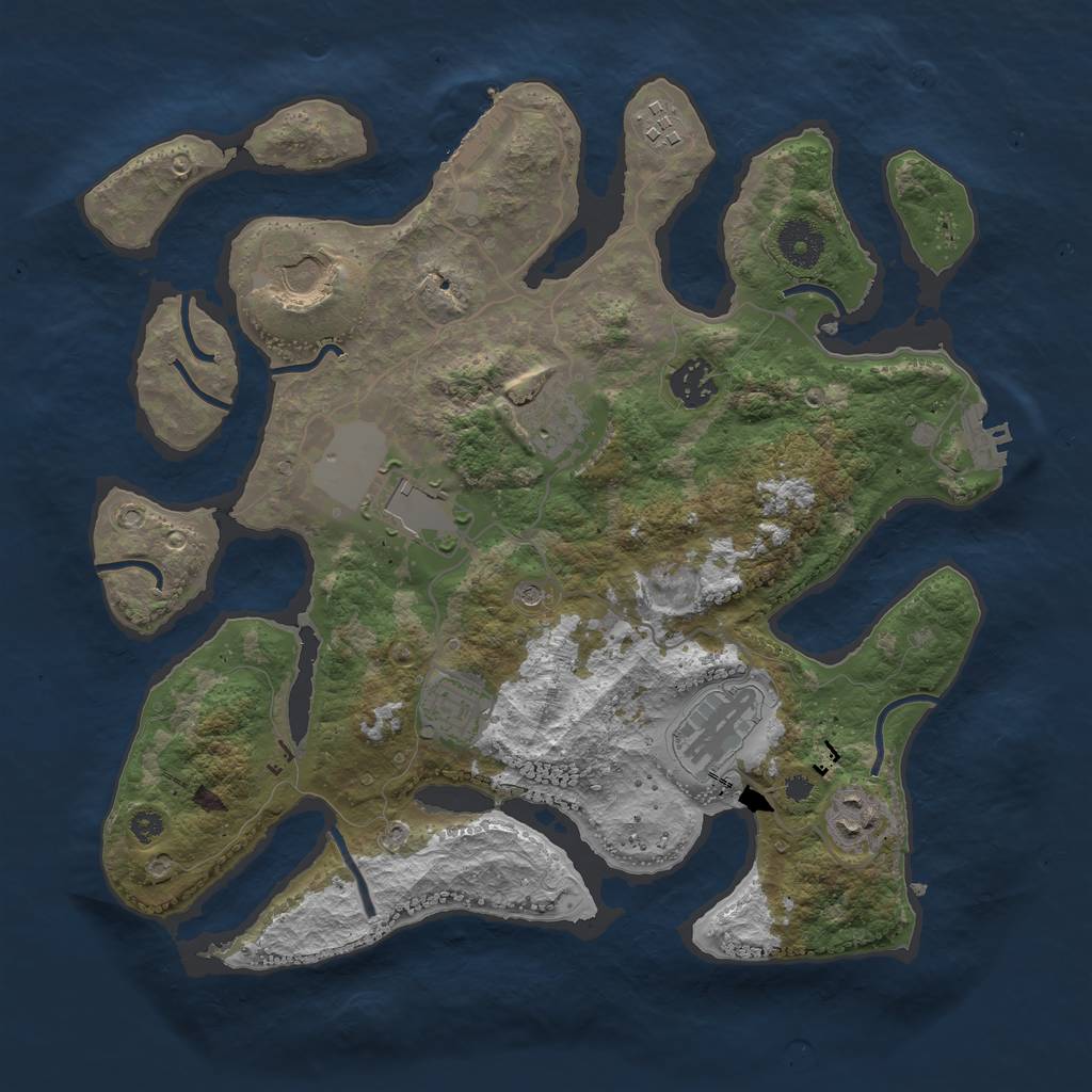 Rust Map: Procedural Map, Size: 3500, Seed: 662572, 13 Monuments