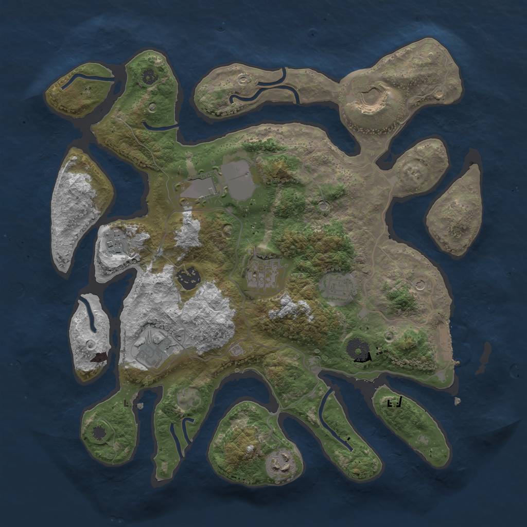 Rust Map: Procedural Map, Size: 3500, Seed: 218870, 12 Monuments