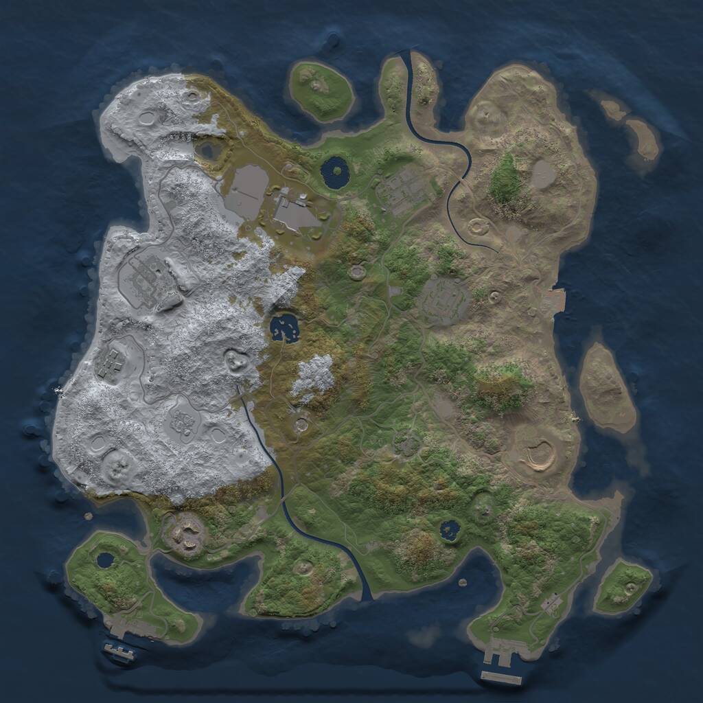 Rust Map: Procedural Map, Size: 3500, Seed: 454524, 14 Monuments