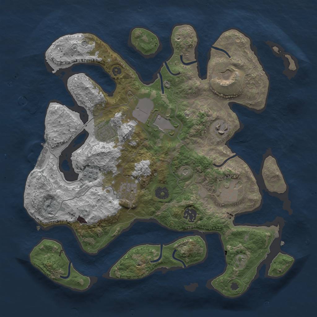 Rust Map: Procedural Map, Size: 3500, Seed: 454524, 12 Monuments