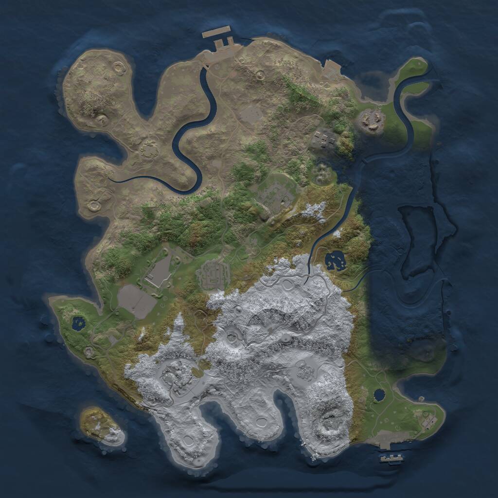 Rust Map: Procedural Map, Size: 3500, Seed: 831504, 13 Monuments