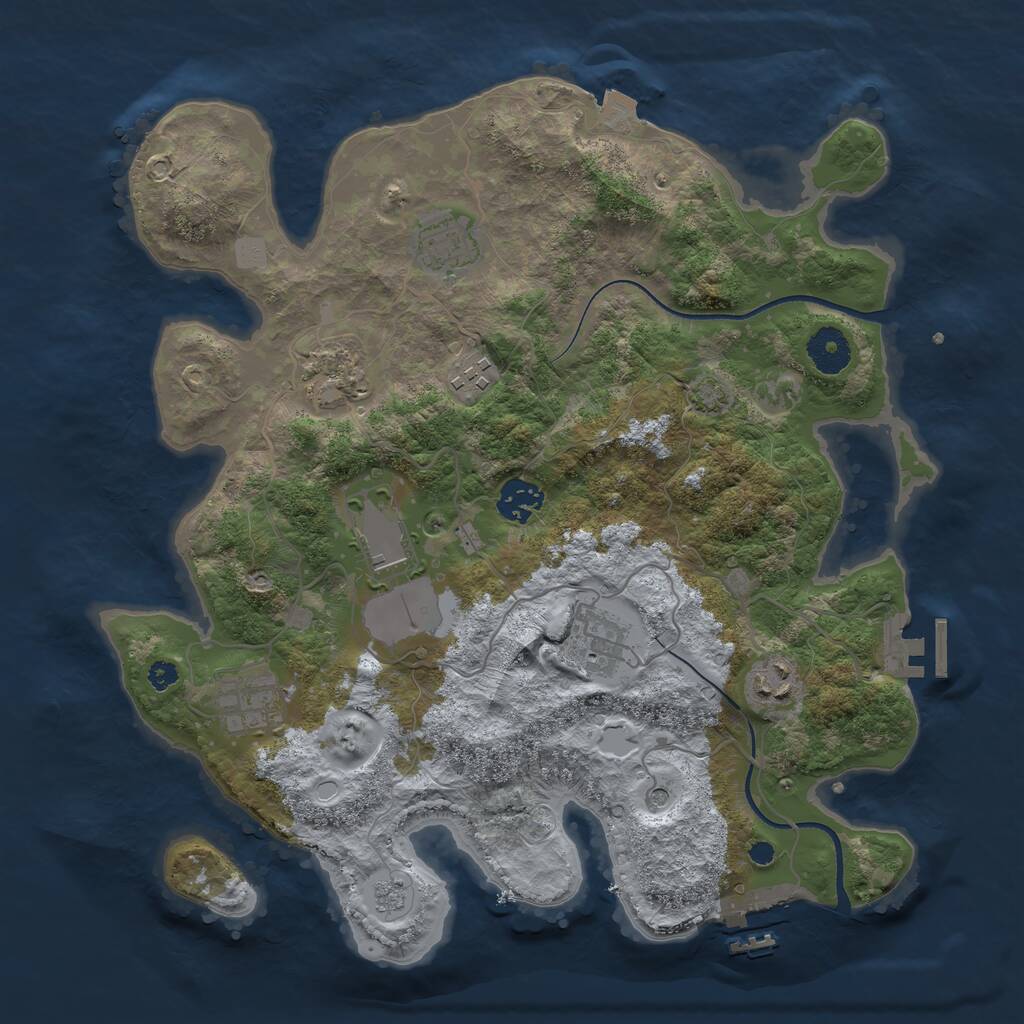 Rust Map: Procedural Map, Size: 3500, Seed: 831504, 14 Monuments