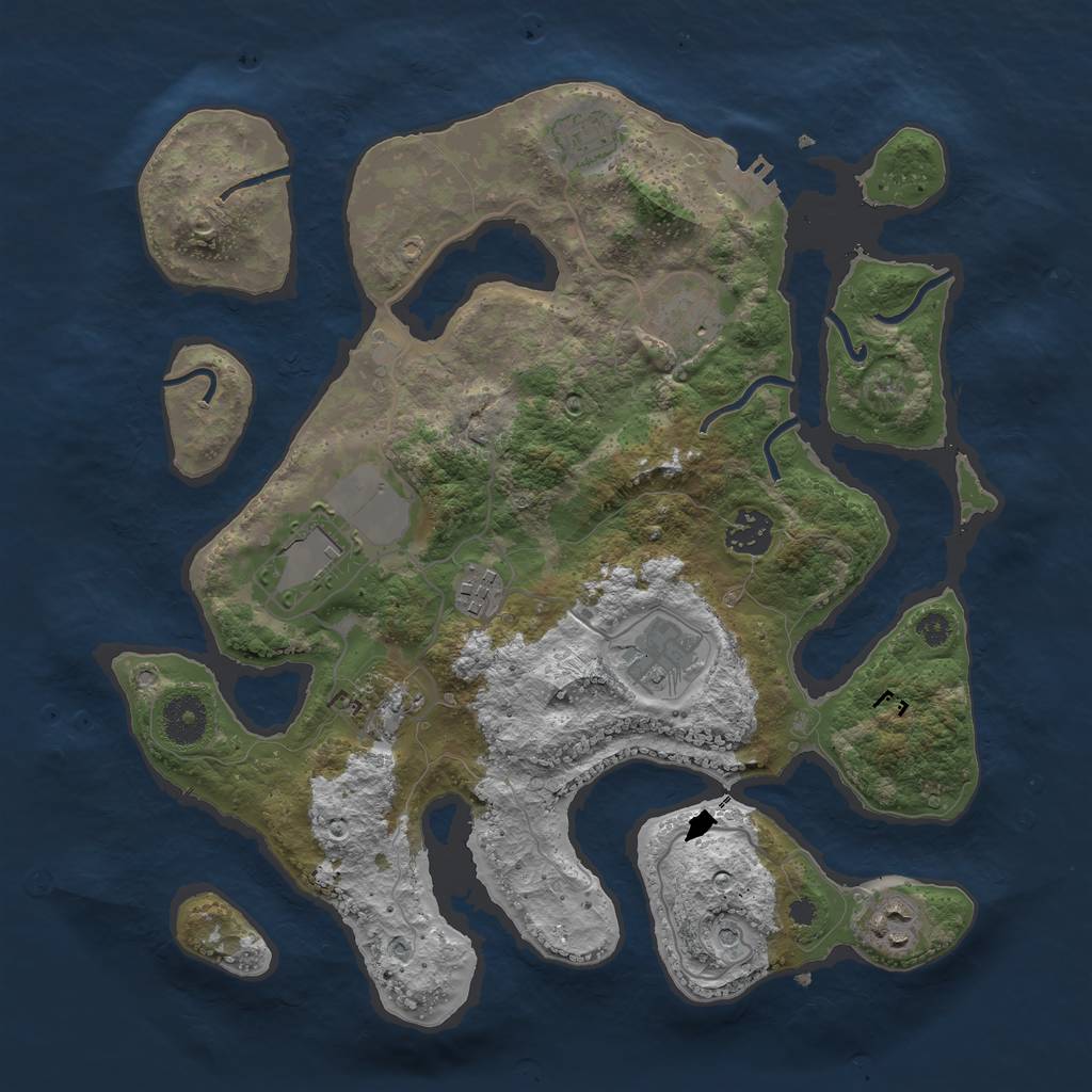 Rust Map: Procedural Map, Size: 3500, Seed: 831504, 12 Monuments