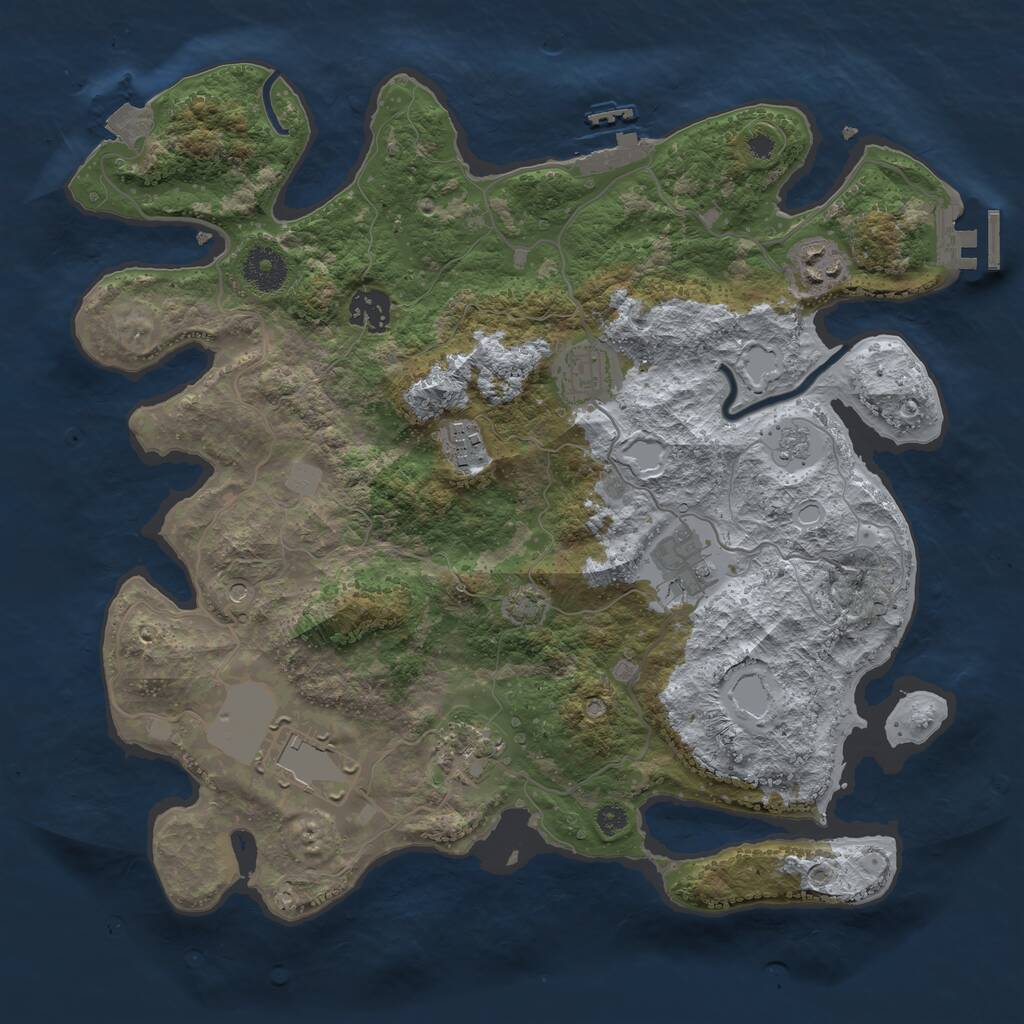 Rust Map: Procedural Map, Size: 3500, Seed: 768952, 13 Monuments