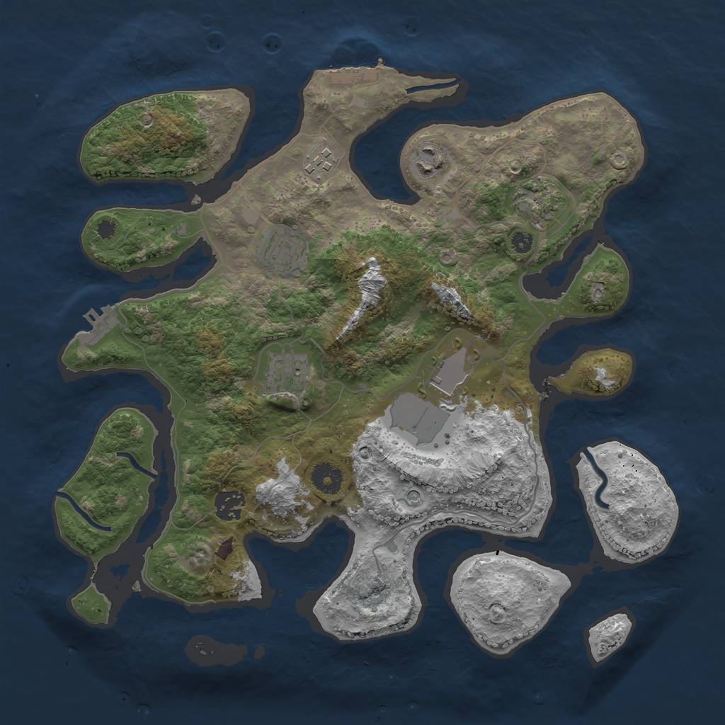 Rust Map: Procedural Map, Size: 3500, Seed: 773542, 12 Monuments