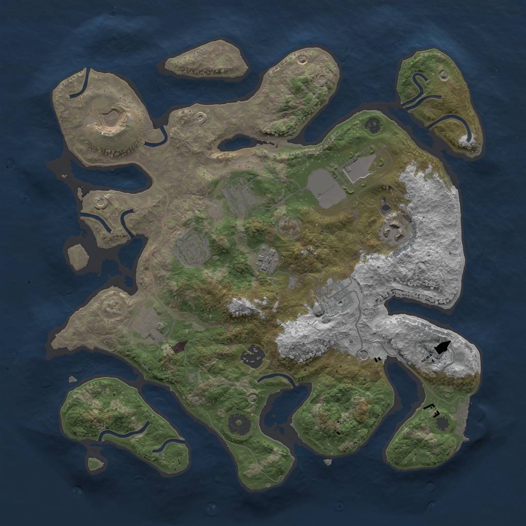 Rust Map: Procedural Map, Size: 3500, Seed: 644377, 13 Monuments