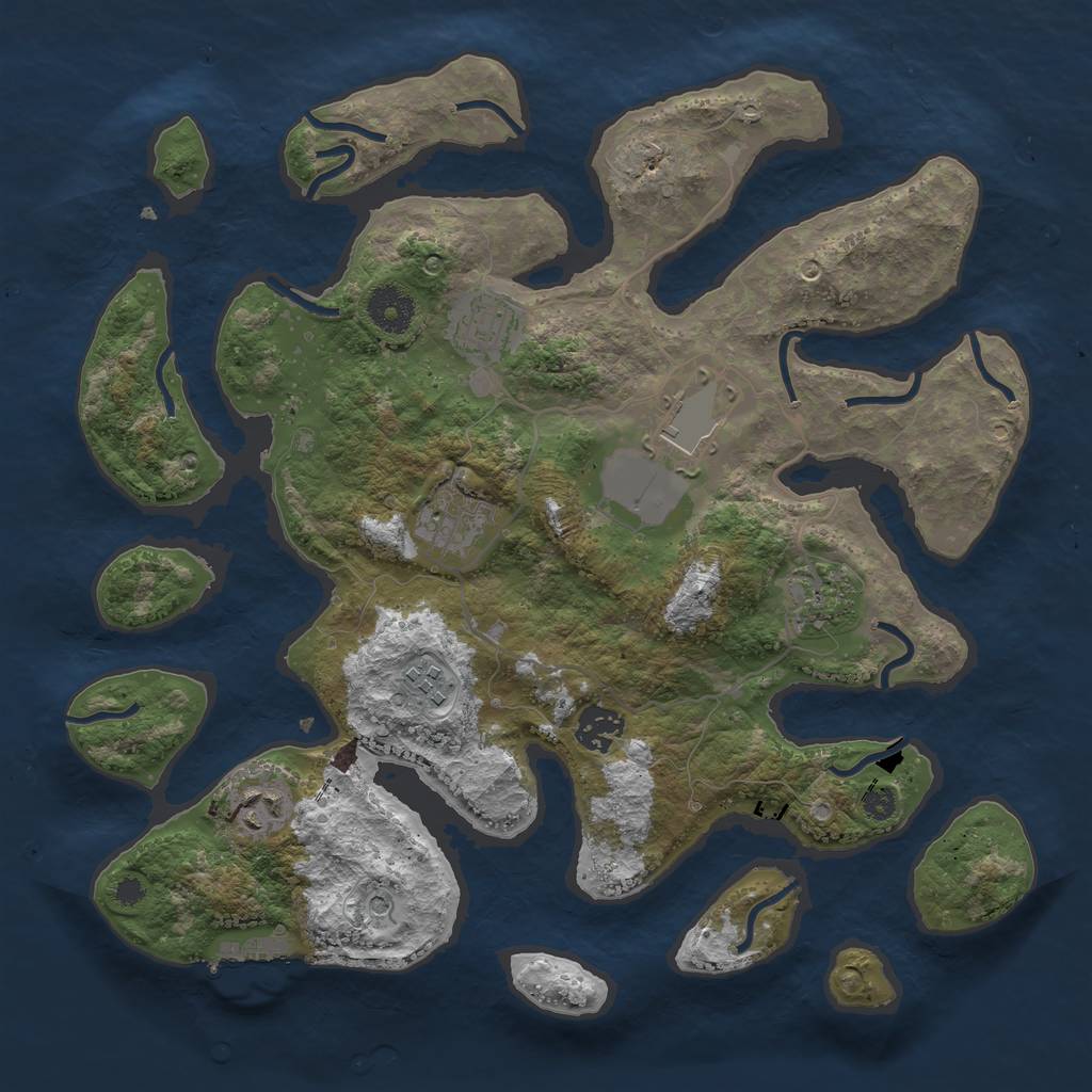 Rust Map: Procedural Map, Size: 3500, Seed: 471302, 11 Monuments