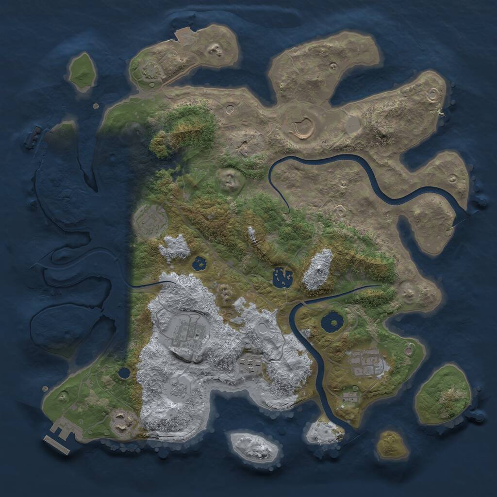 Rust Map: Procedural Map, Size: 3500, Seed: 471302, 13 Monuments