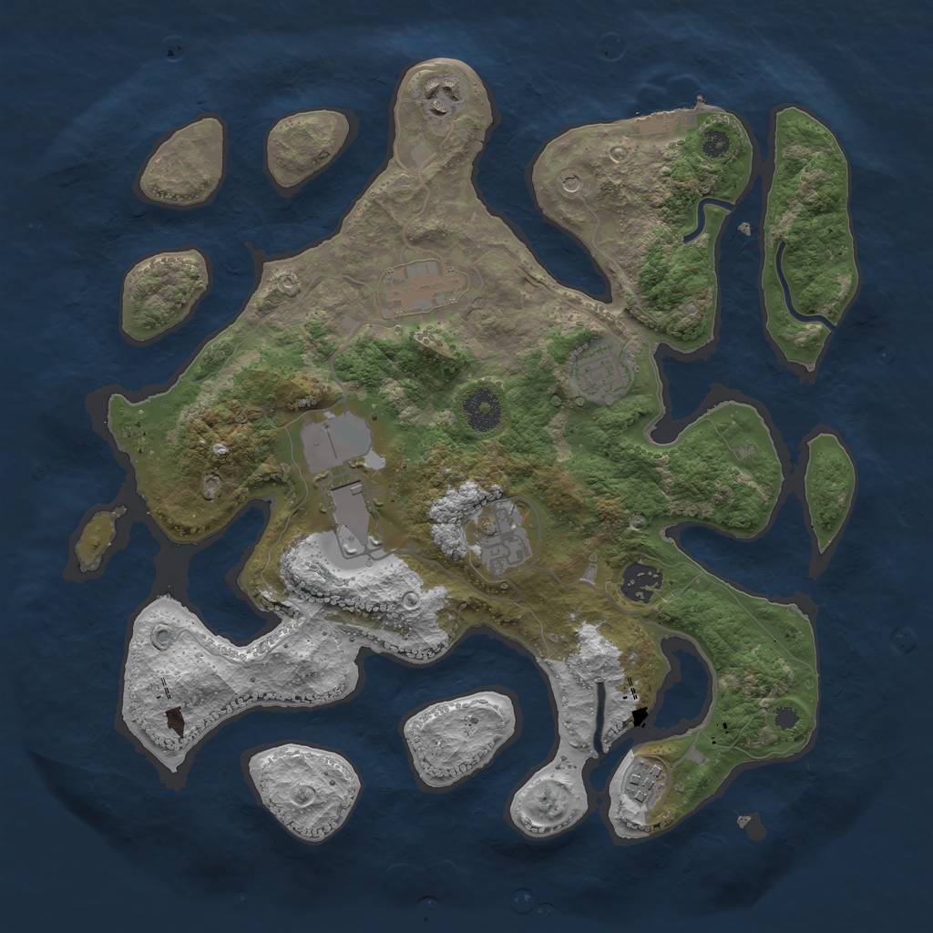 Rust Map: Procedural Map, Size: 3500, Seed: 172691, 11 Monuments