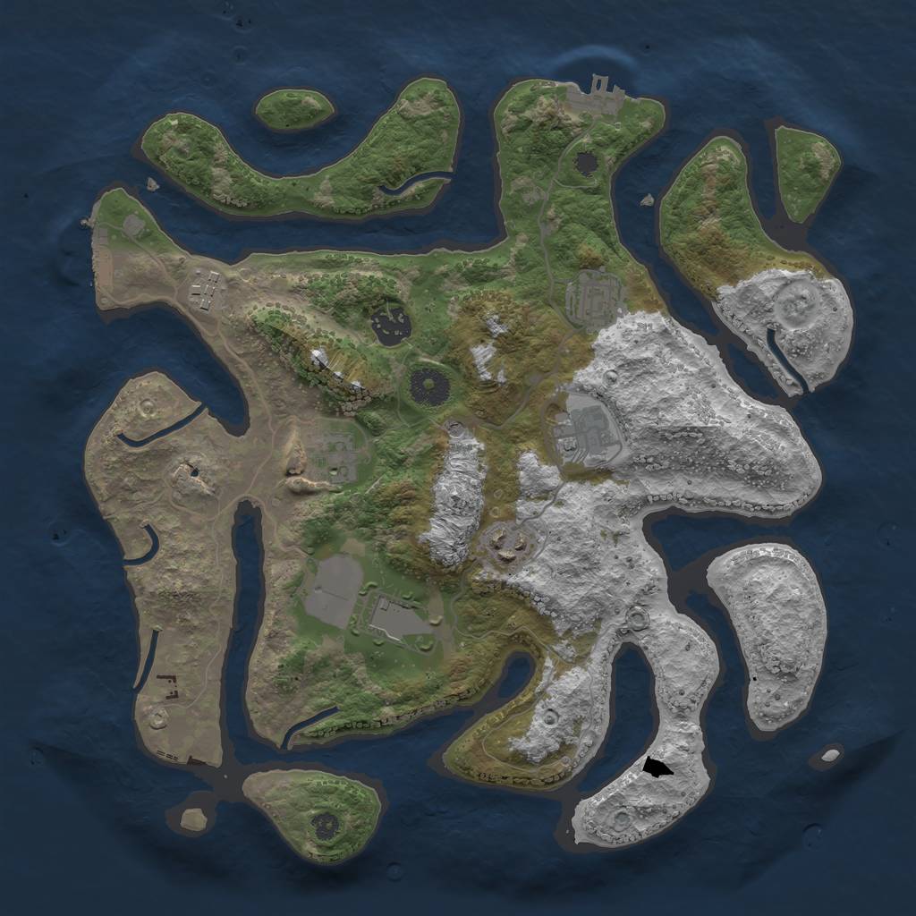 Rust Map: Procedural Map, Size: 3500, Seed: 280699, 12 Monuments