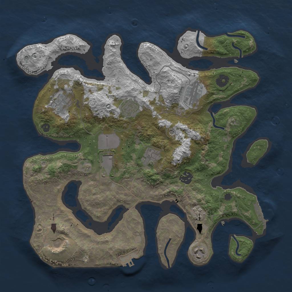 Rust Map: Procedural Map, Size: 3500, Seed: 763611, 14 Monuments