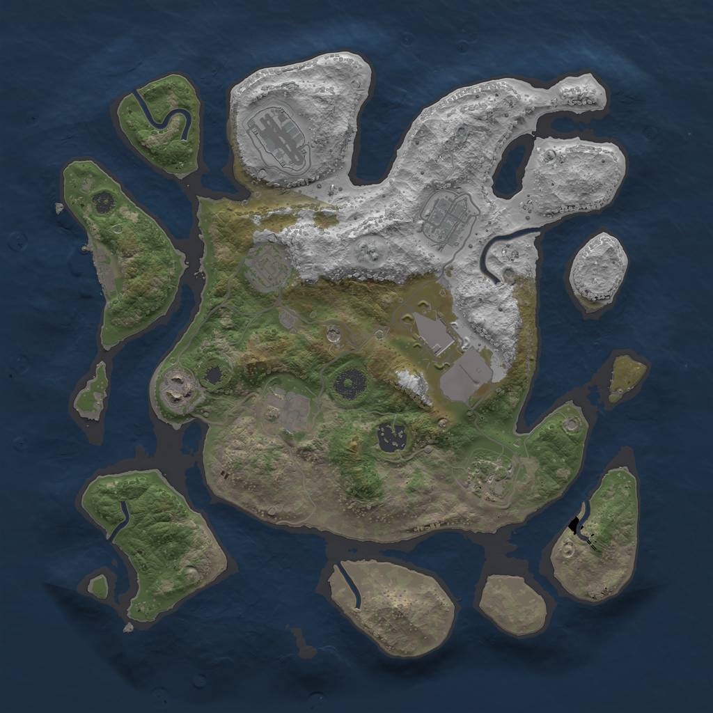 Rust Map: Procedural Map, Size: 3500, Seed: 709235, 12 Monuments