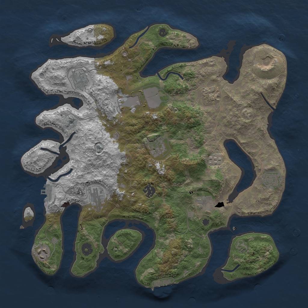 Rust Map: Procedural Map, Size: 3850, Seed: 883493243, 16 Monuments