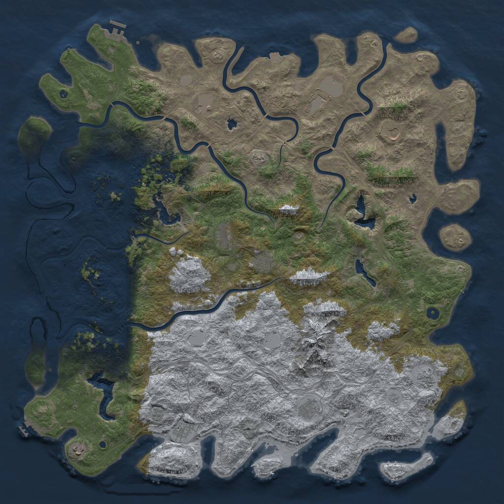 Rust Map: Procedural Map, Size: 6000, Seed: 912987276, 17 Monuments