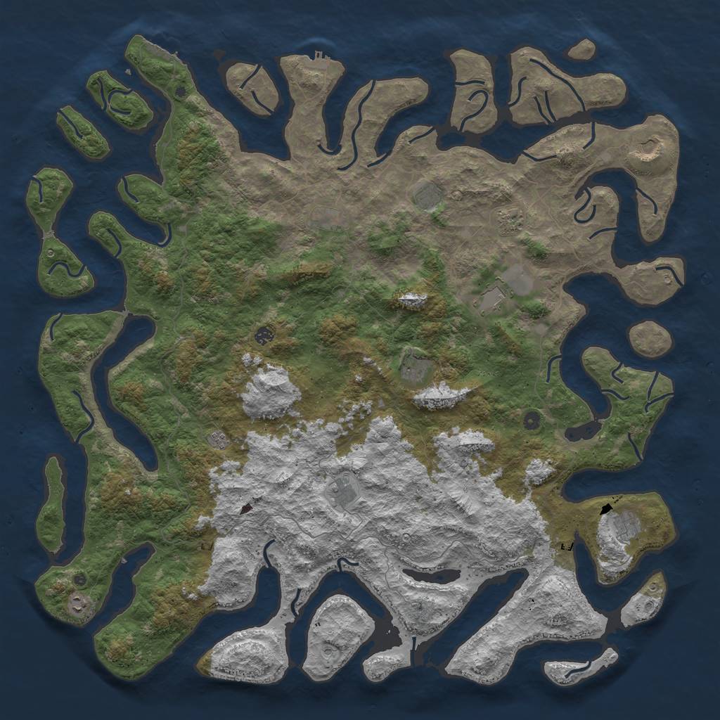 Rust Map: Procedural Map, Size: 6000, Seed: 912987276, 16 Monuments