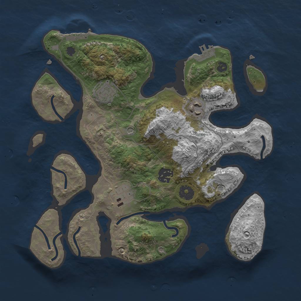 Rust Map: Procedural Map, Size: 3000, Seed: 1386165675, 9 Monuments