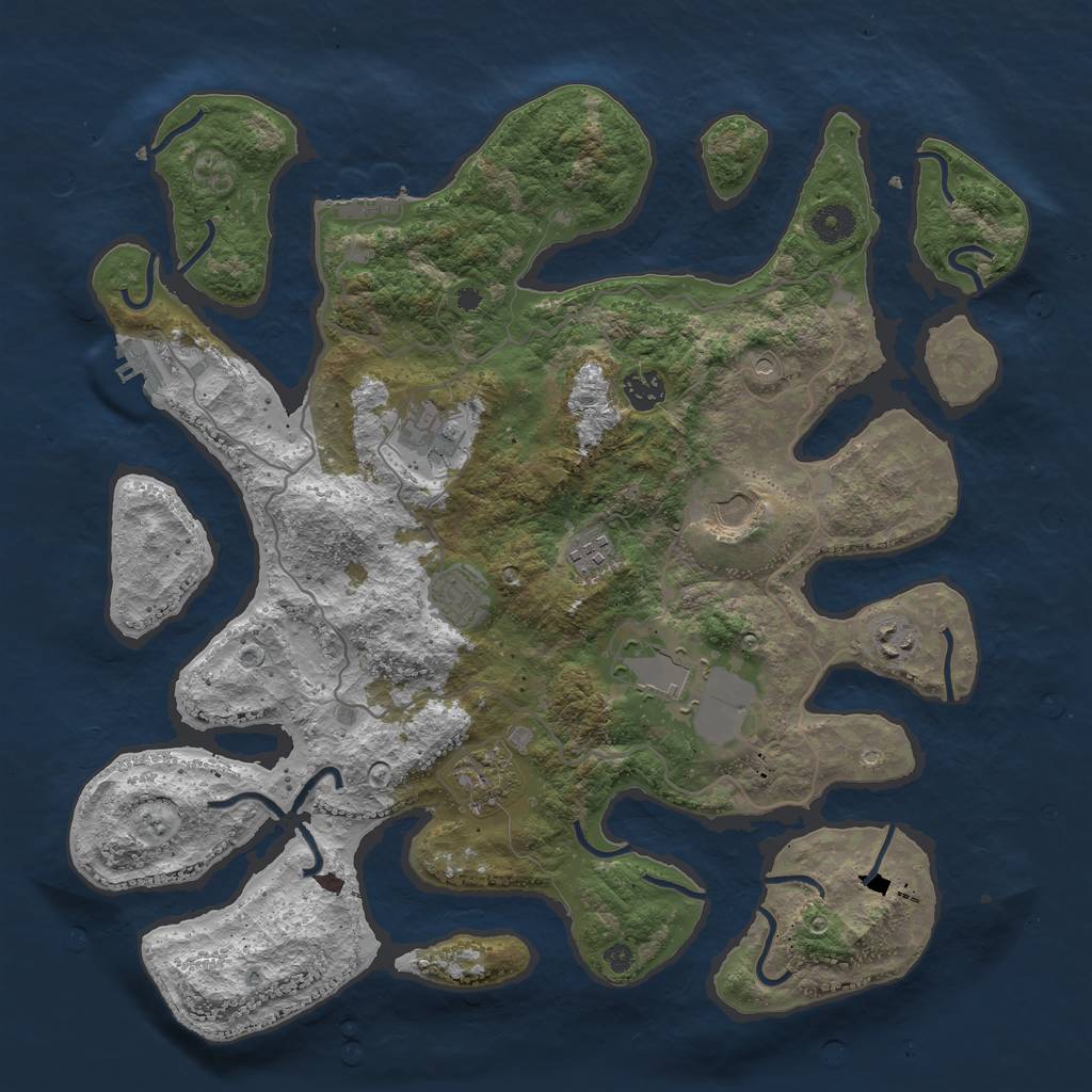 Rust Map: Procedural Map, Size: 4000, Seed: 911295, 13 Monuments