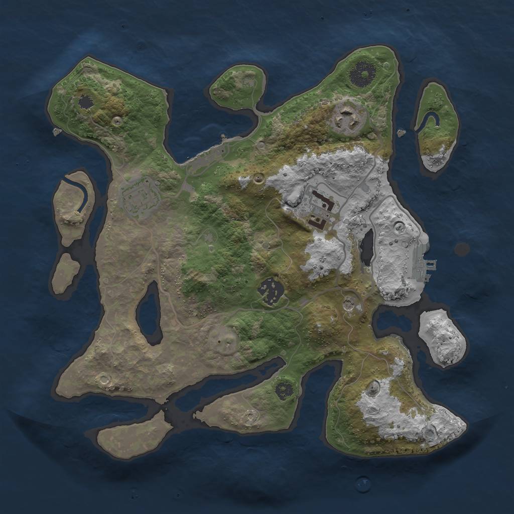 Rust Map: Procedural Map, Size: 3000, Seed: 435465356, 9 Monuments