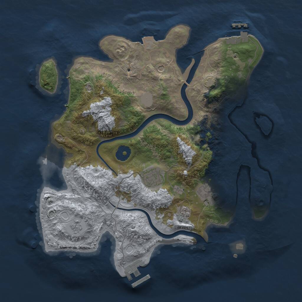 Rust Map: Procedural Map, Size: 3000, Seed: 8008569, 9 Monuments