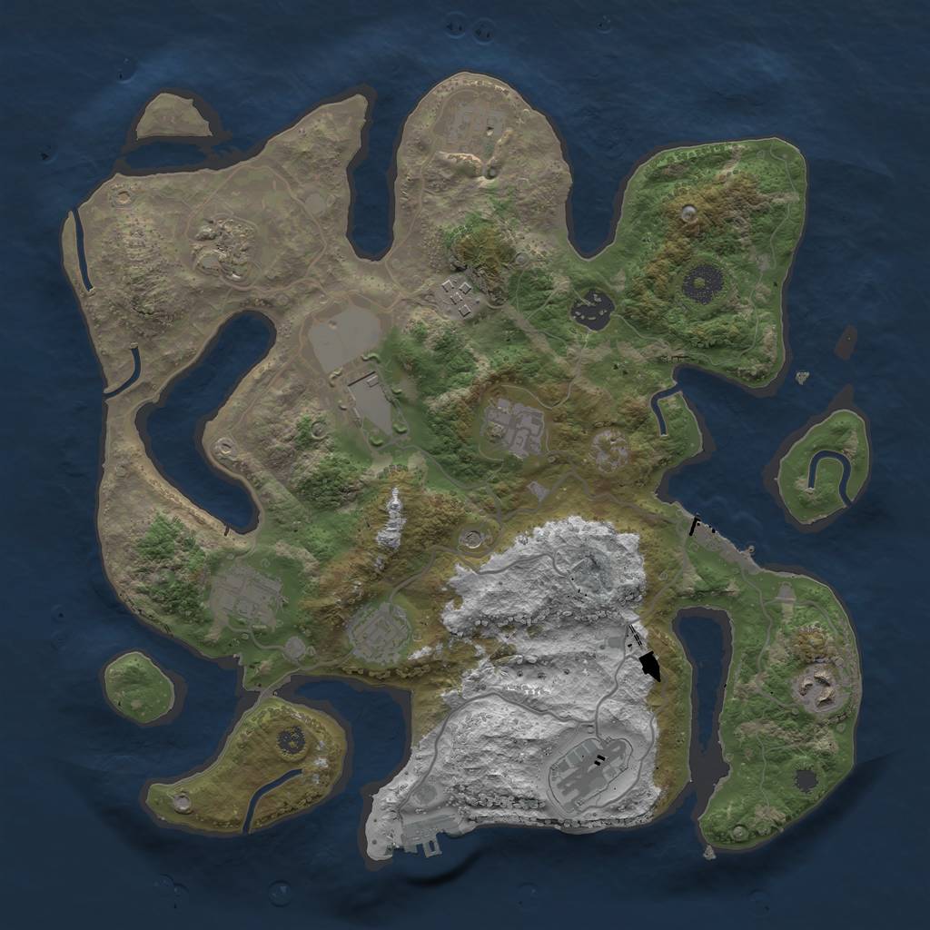 Rust Map: Procedural Map, Size: 3500, Seed: 2103669809, 15 Monuments
