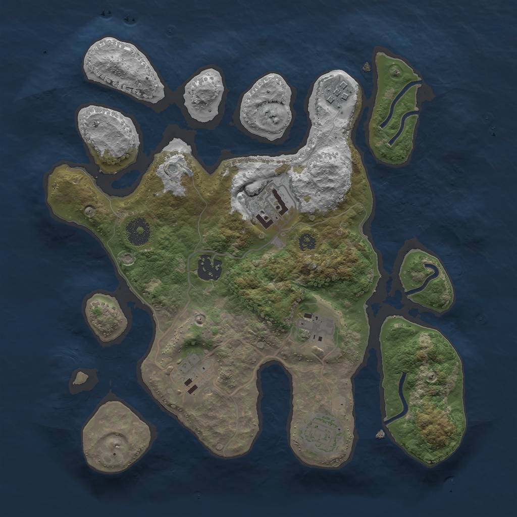 Rust Map: Procedural Map, Size: 3000, Seed: 818582167, 8 Monuments