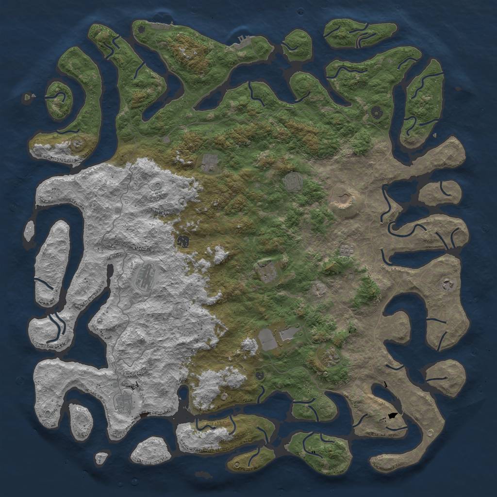 Rust Map: Procedural Map, Size: 6000, Seed: 947419377, 16 Monuments