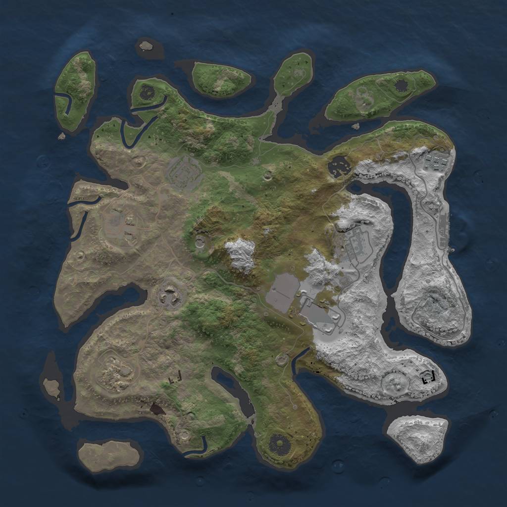 Rust Map: Procedural Map, Size: 3500, Seed: 967742, 12 Monuments