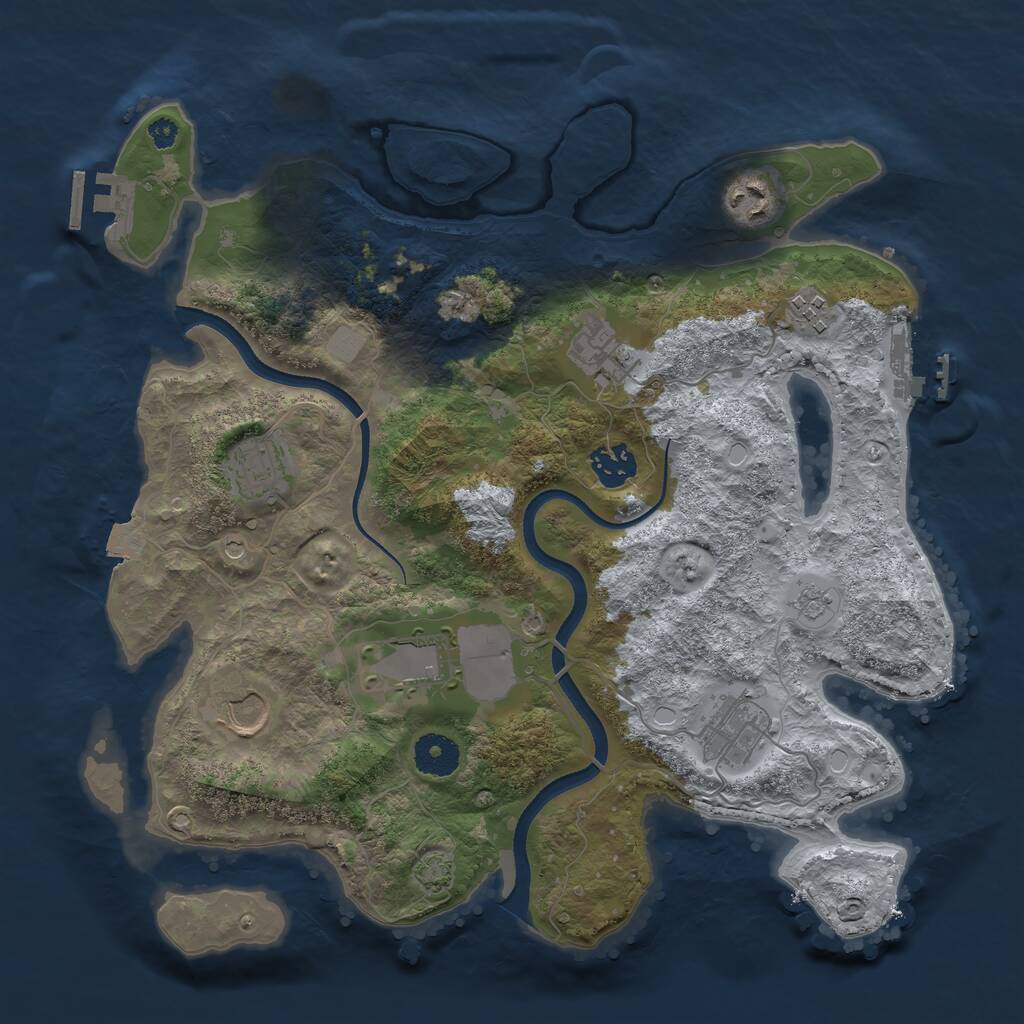 Rust Map: Procedural Map, Size: 3500, Seed: 967742, 14 Monuments