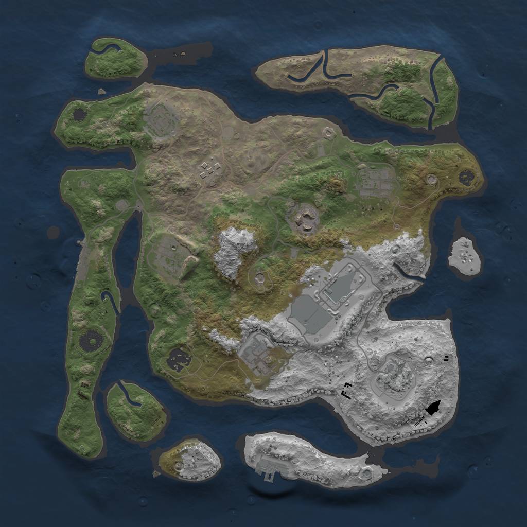 Rust Map: Procedural Map, Size: 3500, Seed: 595956969, 14 Monuments