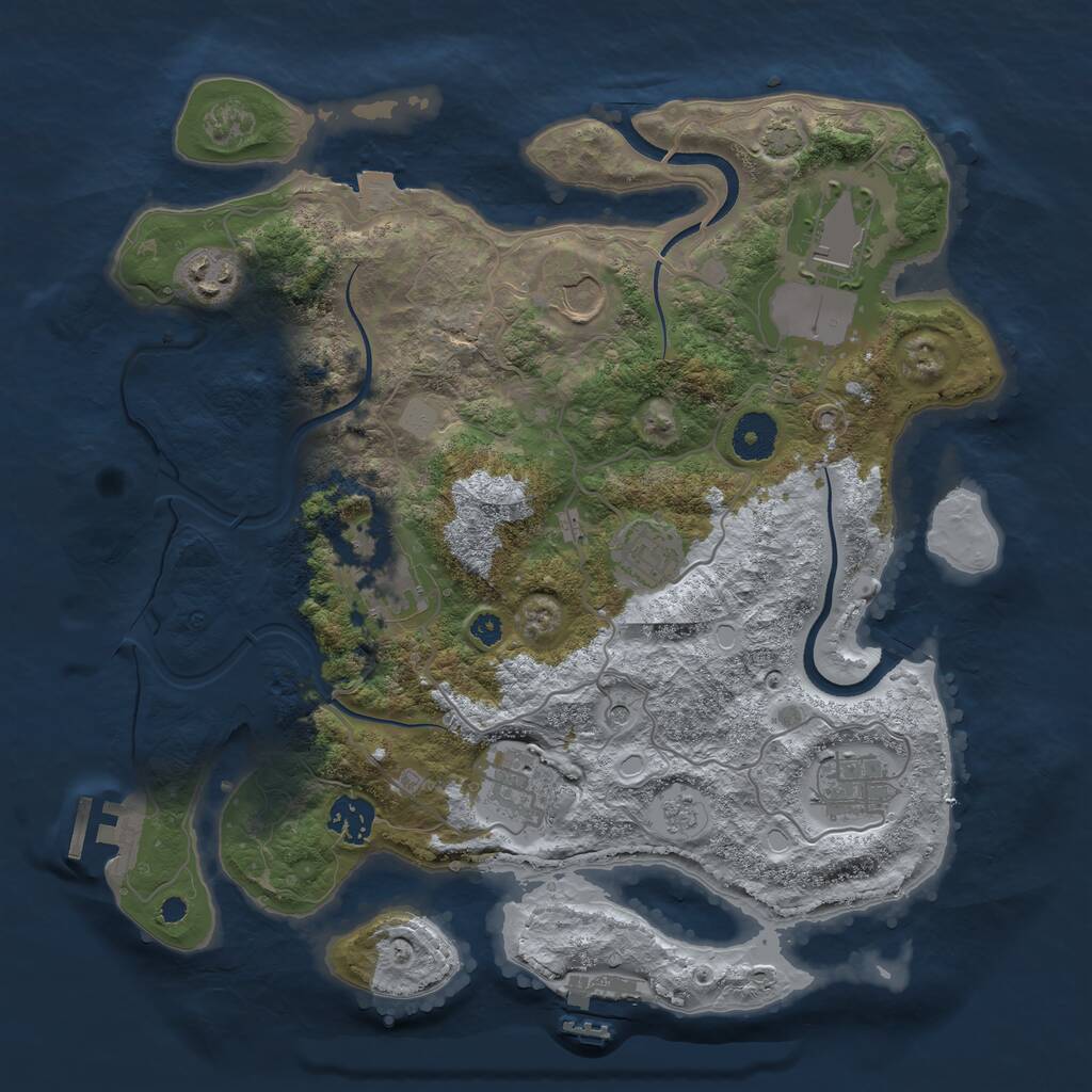 Rust Map: Procedural Map, Size: 3500, Seed: 595956969, 14 Monuments