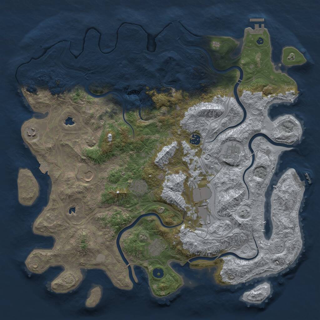 Rust Map: Procedural Map, Size: 4500, Seed: 22622342, 14 Monuments