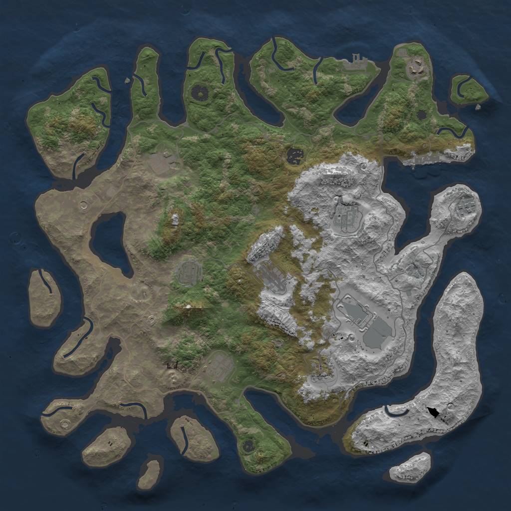 Rust Map: Procedural Map, Size: 4500, Seed: 22622342, 15 Monuments