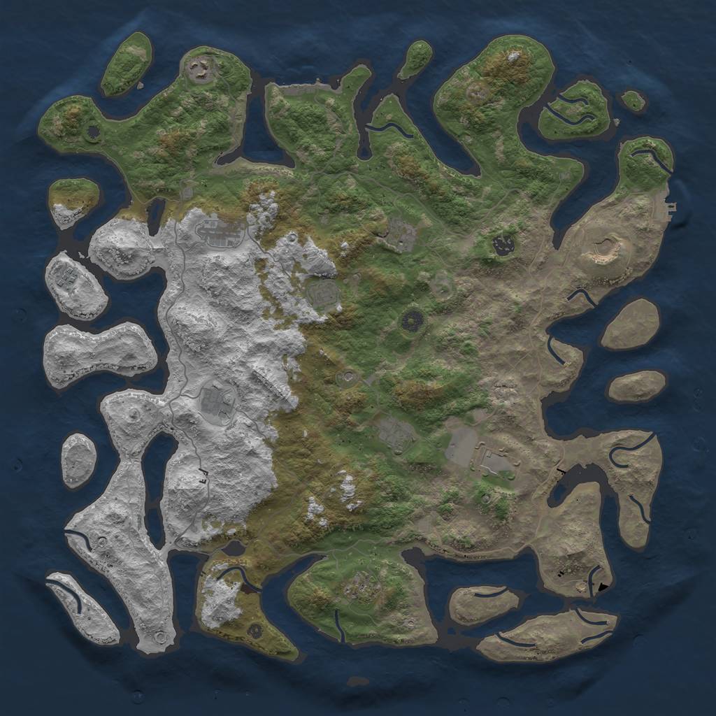 Rust Map: Procedural Map, Size: 5000, Seed: 20771660, 16 Monuments