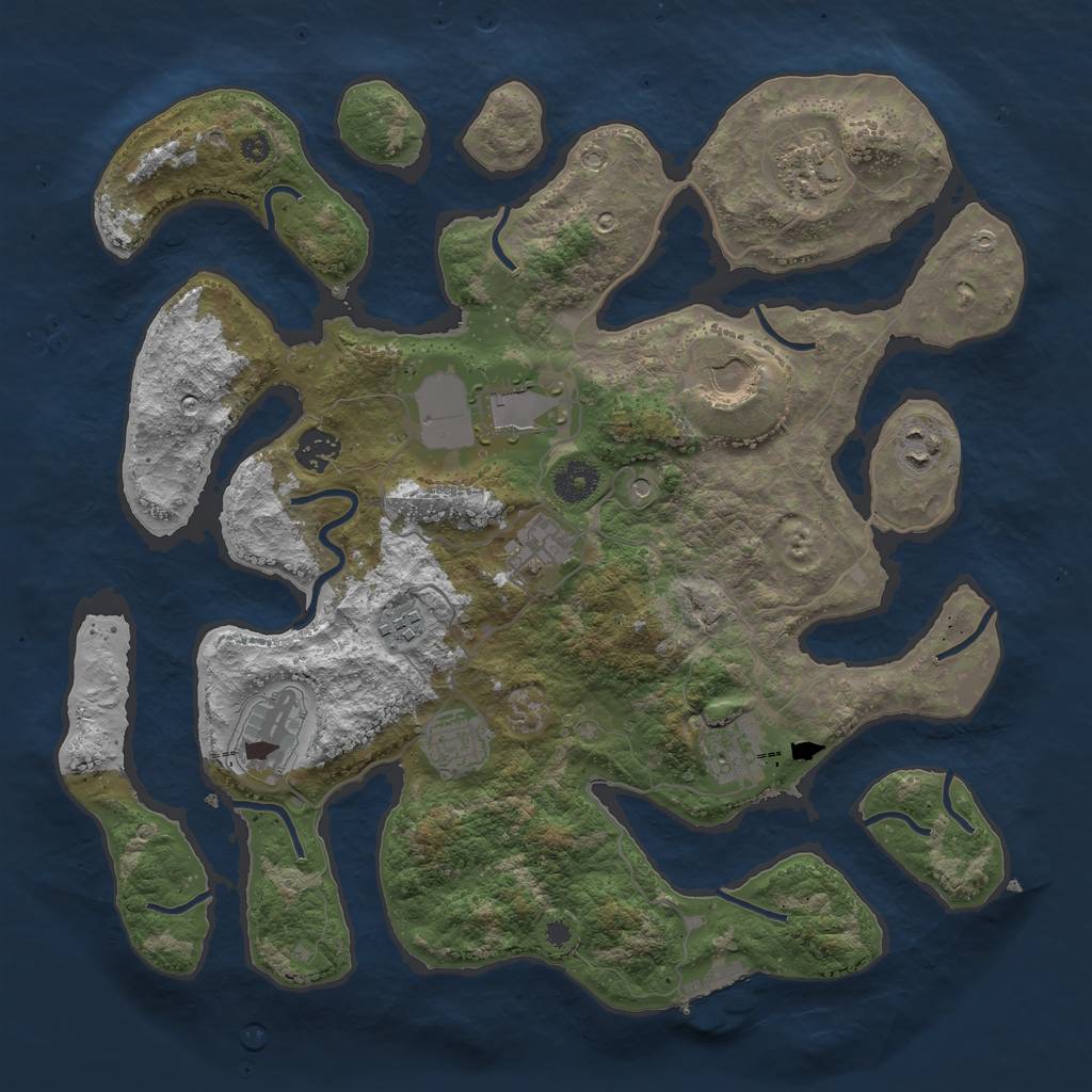 Rust Map: Procedural Map, Size: 3800, Seed: 691589870, 14 Monuments