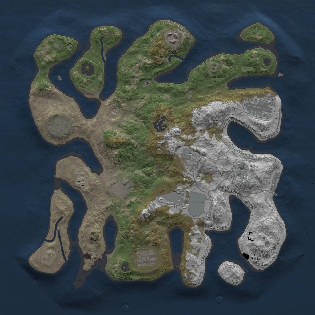 Rust Map: Procedural Map, Size: 3500, Seed: 1837869680, 13 Monuments