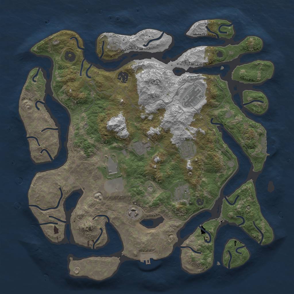 Rust Map: Procedural Map, Size: 4000, Seed: 2058043253, 12 Monuments