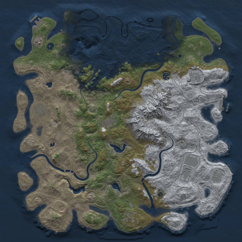 Rust Map: Procedural Map, Size: 5000, Seed: 1952691192, 17 Monuments