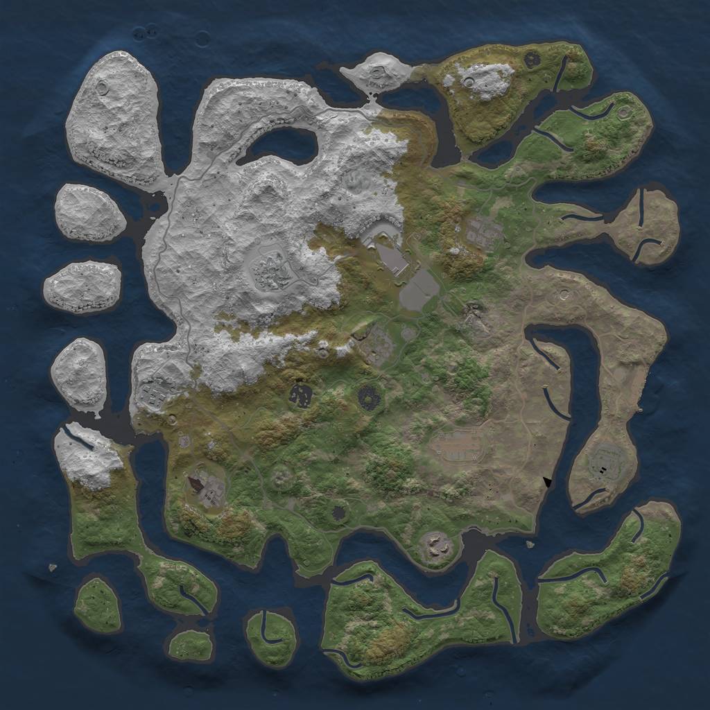 Rust Map: Procedural Map, Size: 4500, Seed: 590007, 14 Monuments