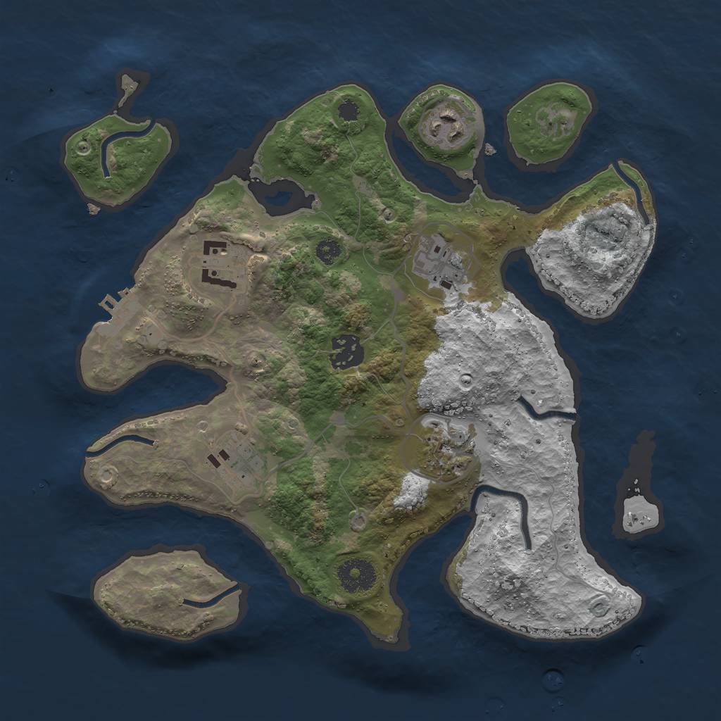 Rust Map: Procedural Map, Size: 3000, Seed: 956451060, 9 Monuments