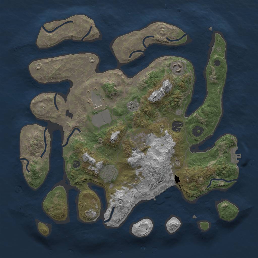 Rust Map: Procedural Map, Size: 3500, Seed: 123922, 11 Monuments