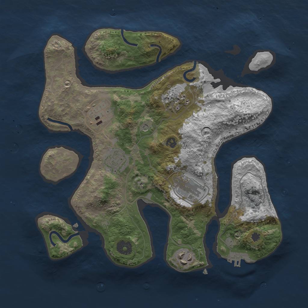 Rust Map: Procedural Map, Size: 3000, Seed: 238157, 9 Monuments