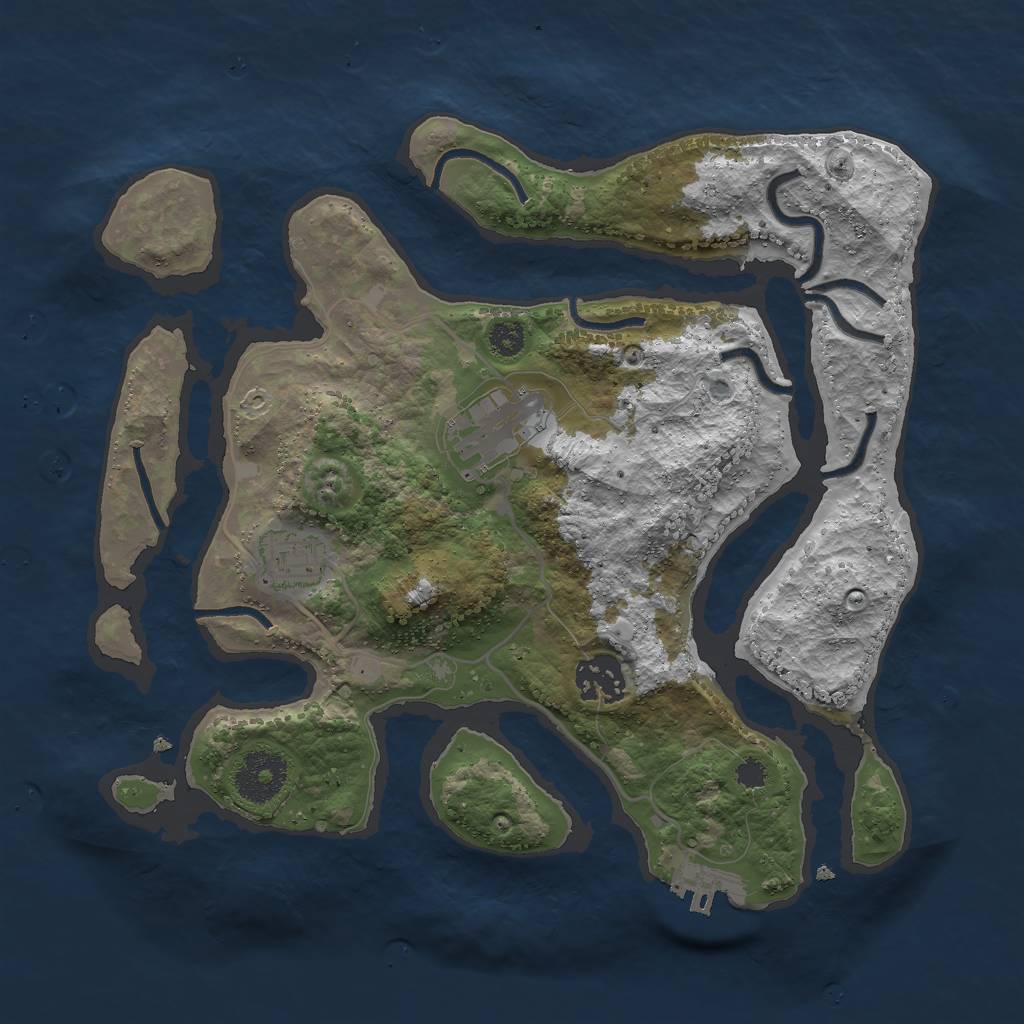 Rust Map: Procedural Map, Size: 3000, Seed: 2421668, 6 Monuments