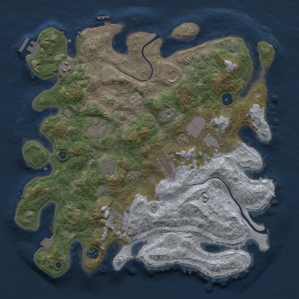 Rust Map: Procedural Map, Size: 3850, Seed: 65432, 15 Monuments