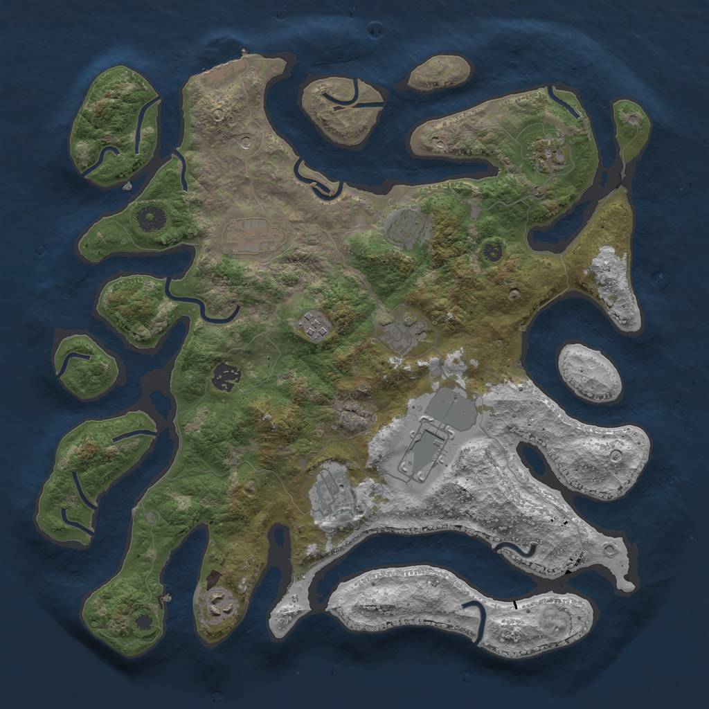 Rust Map: Procedural Map, Size: 3850, Seed: 65432, 13 Monuments